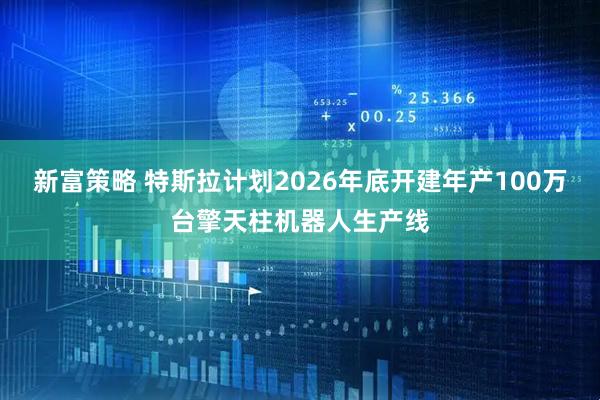 新富策略 特斯拉计划2026年底开建年产100万台擎天柱机器人生产线
